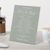 Signe De Table Calendrier de Mariage au Vert Sauge avec Écriture (In SItu)
