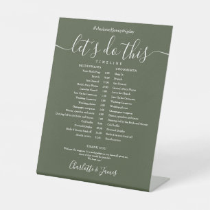 Signe De Table Calendrier de mariage Olive Green Script