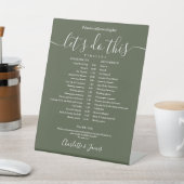 Signe De Table Calendrier de mariage Olive Green Script (In SItu)