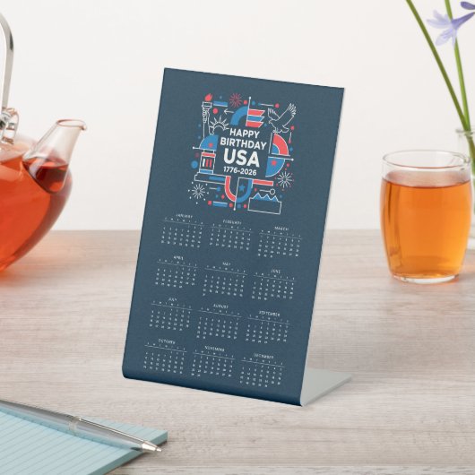 Signe De Table Calendrier Joyeux anniversaire USA 250 (In SItu)