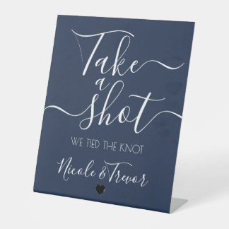 Signe De Table Calligraphie Bleu Marine Prends un Shot