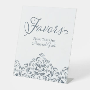 Signe De Table Calligraphie bleue Dusty Faveur Simple Vintage
