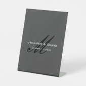 Signe De Table Calligraphie classique Monogramme Mariage gris (Recto)
