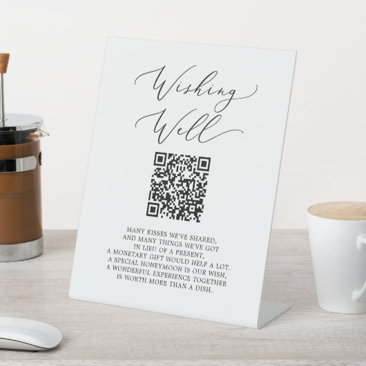 Signe De Table Calligraphie délicate Code QR Mariage Wishing well (In SItu)
