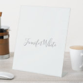 Signe De Table Calligraphie Élégant Gris rétro Gris Blanc Nom (In SItu)