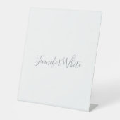 Signe De Table Calligraphie Élégant Gris rétro Gris Blanc Nom (Recto)