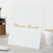 Signe De Table Calligraphie Élégant Or Blanc Simple Nom (In SItu)
