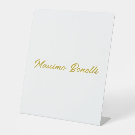 Signe De Table Calligraphie Élégant Or Blanc Simple Nom (Recto)