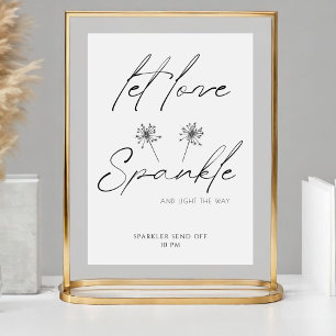 Signe De Table Calligraphie Élégante Laisser l'amour étincelant E