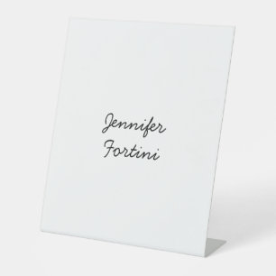 Signe De Table Calligraphie Élégante Noir & Blanc Simple