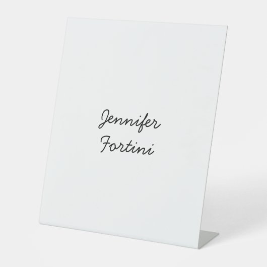 Signe De Table Calligraphie Élégante Noir & Blanc Simple (Recto)