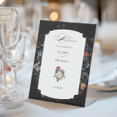 Signe De Table Calligraphie florale noire