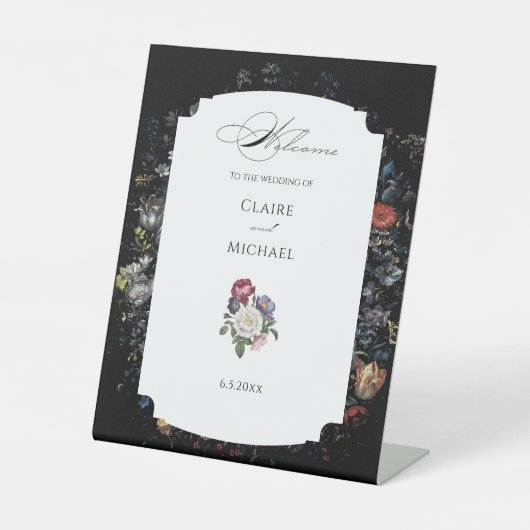 Signe De Table Calligraphie florale noire (Recto)