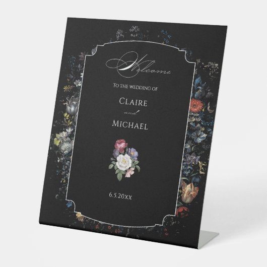 Signe De Table Calligraphie florale noire (Recto)