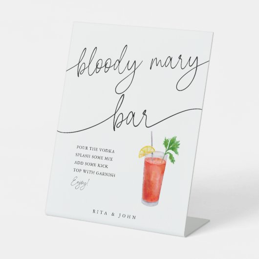 Signe De Table Calligraphie moderne Bloody Mary Bar Mariage Sign (Recto)