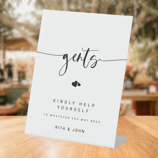 Signe De Table Calligraphie moderne Gents Salle de bain Mariage S