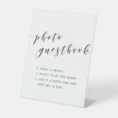 Signe De Table Calligraphie moderne Mariage Photo Livre d'or (Recto)