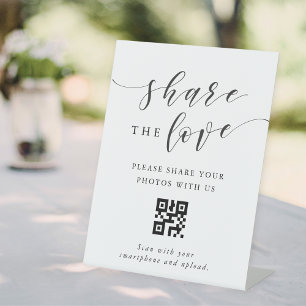 Signe De Table Calligraphie moderne QR code de mariage Partagez l