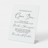 Signe De Table Calligraphie noire délicate Attention Open Bar (Recto)