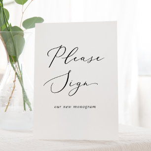 Signe De Table Calligraphie noire délicate S'il vous plaît signer