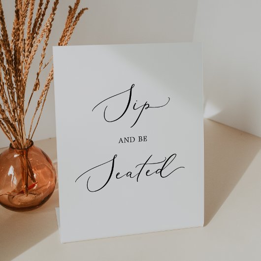 Signe De Table Calligraphie noire délicate Sip and Be Seated