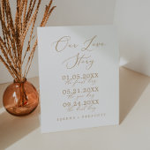 Signe De Table Calligraphie Or délicate Notre Mariage d'histoire