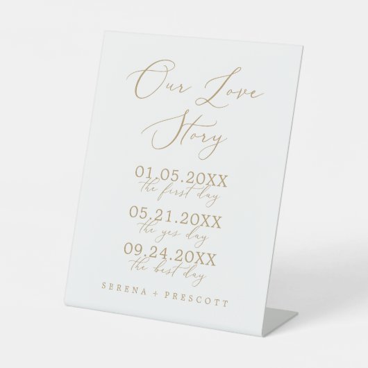 Signe De Table Calligraphie Or délicate Notre Mariage d'histoire (Recto)