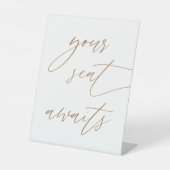 Signe De Table Calligraphie Or Votre Siège Attend Trouver Votre S (Recto)