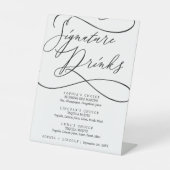 Signe De Table Calligraphie romantique Mariage Bar Signature Bois (Recto)