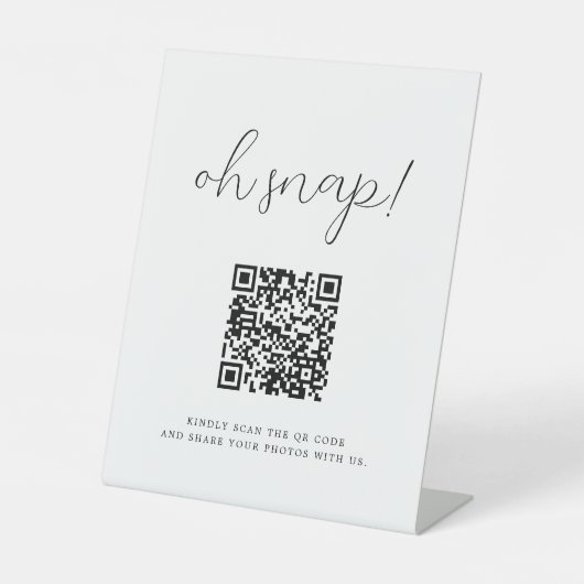 Signe De Table Calligraphie rustique Oh Snap QR Code Mariage (Recto)