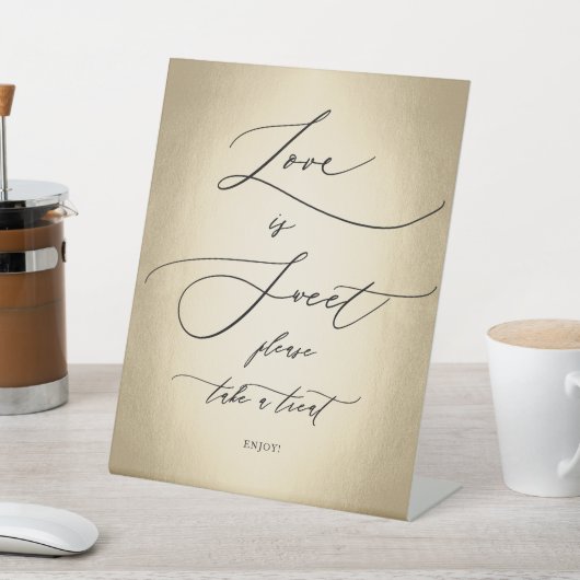 Signe De Table Calligraphie Script Gold Love Is Sweet Mariage (In SItu)