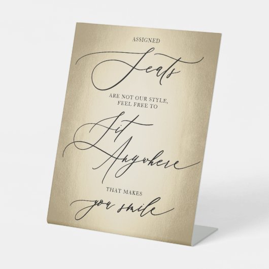 Signe De Table Calligraphie Script Gold Sit Anywhere Mariage (Recto)