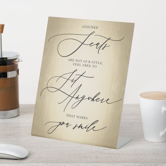 Signe De Table Calligraphie Script Gold Sit Anywhere Mariage (In SItu)
