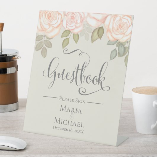 Signe De Table Calligraphie Script Sage Green Floral Guides (In SItu)