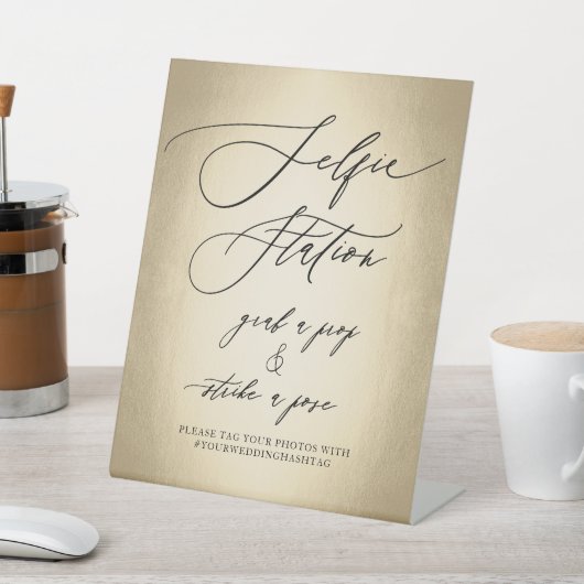 Signe De Table Calligraphie Script Selfie Station Mariage (In SItu)