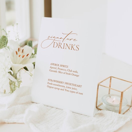 Signe De Table Calligraphie Signature Boissons Menu Mariage Bar