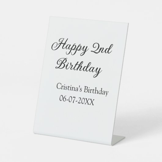 Signe De Table calligraphie simple minimum heureux 2e anniversair (Recto)