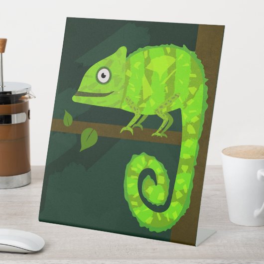 Signe De Table Caméléon vert mignon (In SItu)