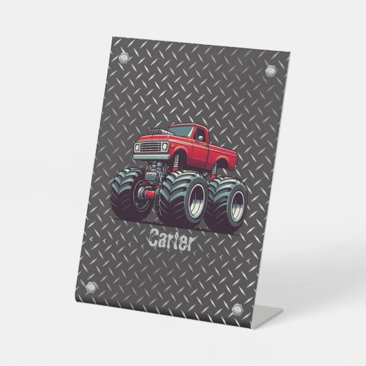 Signe De Table Camion monstre rouge (Recto)