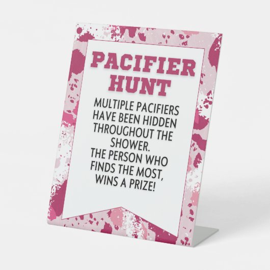 Signe De Table Camo rose Anniversaire Fournitures Baby shower (Recto)