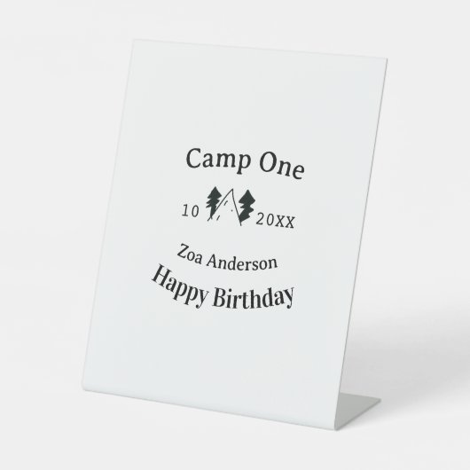 Signe De Table Camp one happy birthday name date campingadventure (Recto)