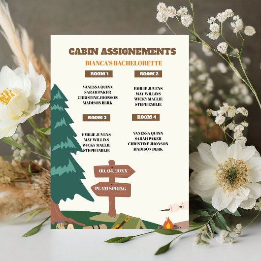 Signe De Table Camping Bachelorette Cabine affectation IPgn