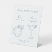 Signe De Table CAPE COD Mariage Bleu Côtier Signature Boissons (Recto)
