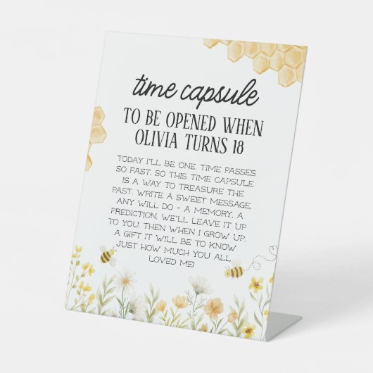 Signe De Table Capsule Temporelle 1er Anniversaire Abeille (Recto)