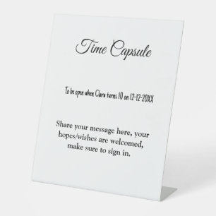Signe De Table capsule temporelle pour baby shower ajouter nom te