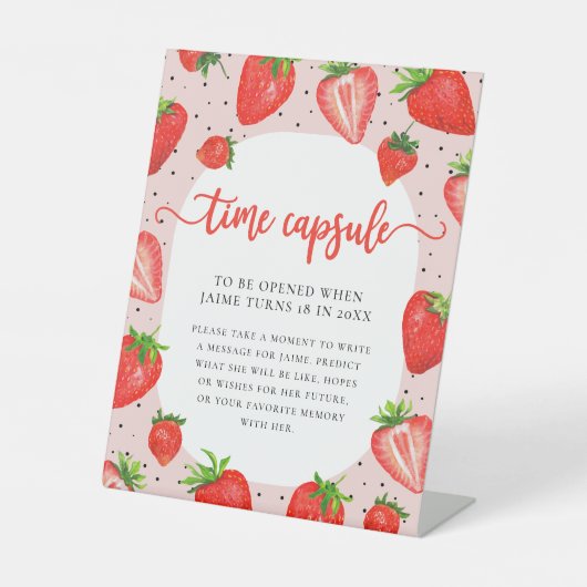 Signe De Table Capsule temps | Anniversaire des fraises roses (Recto)