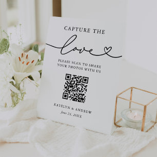 Signe De Table Capture de l'Amour Minimaliste QR Photo Cœur