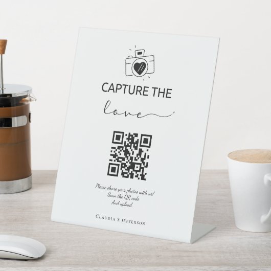 Signe De Table Capture de script moderne Le code QR d'amour (In SItu)