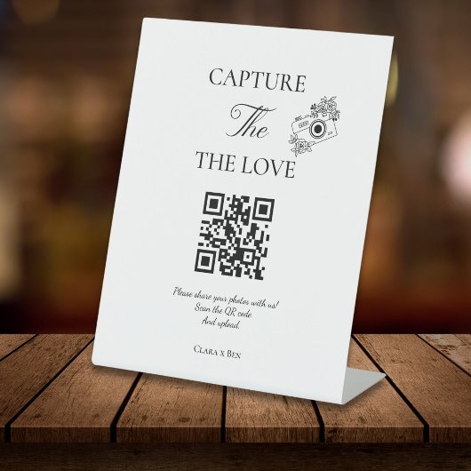 Signe De Table Capture de script moderne Le code QR d'amour