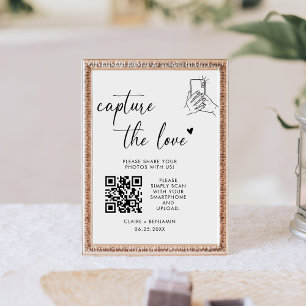 Signe De Table Capture de script moderne Le code QR d'amour